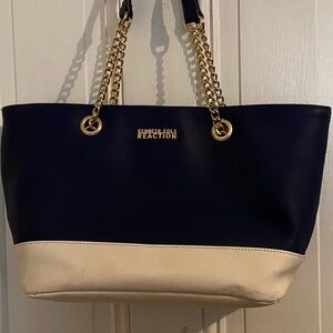 Kenneth Cole Reaction Navy and Cream Tote Bag